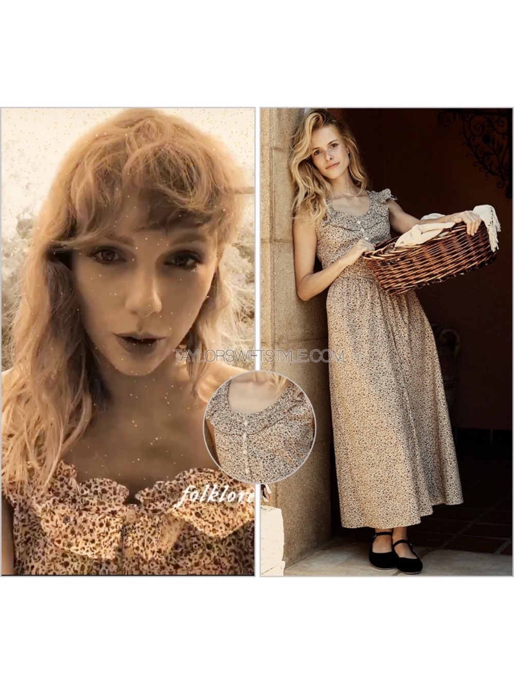 Doen Mandarin Maxi Dress in Brown Champignon Mushroom Floral Medium Taylor Swift